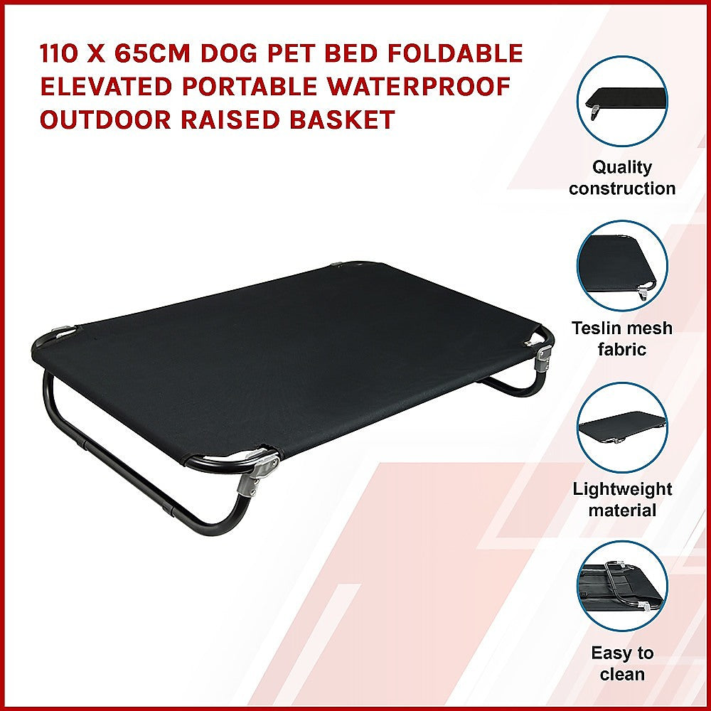 110 x 65cm Dog Pet Bed Foldable Elevated Portable Waterproof Outdoor Raised Basket - image4