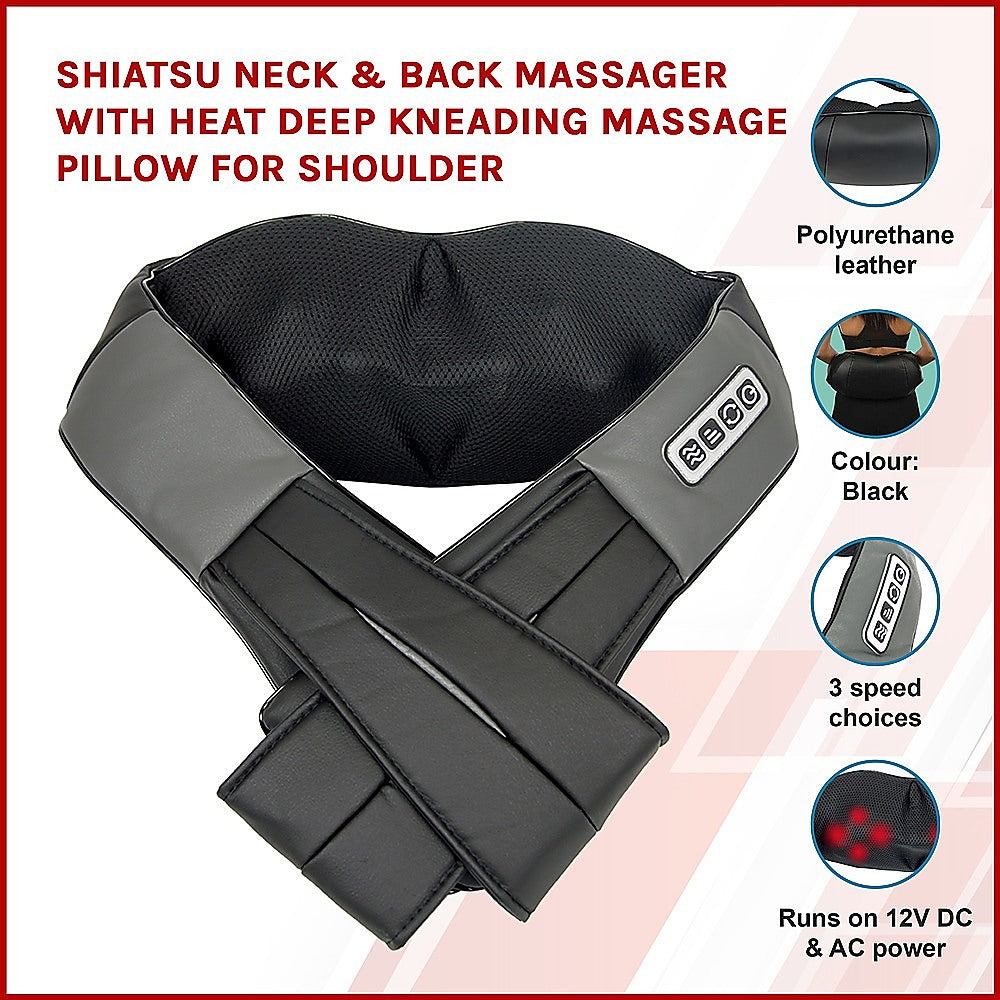 Shiatsu Neck & Back Massager with Heat Deep Kneading Massage Pillow for Shoulder - image3