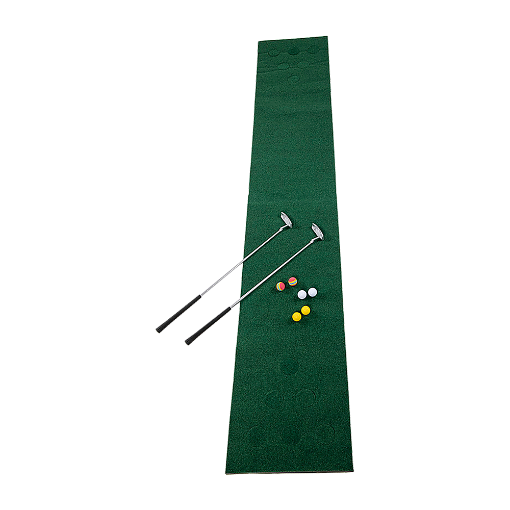 Golf Beer Pong Game Toy Set Green Golf Putting Matt with 2 Putters, 6 Balls - image1