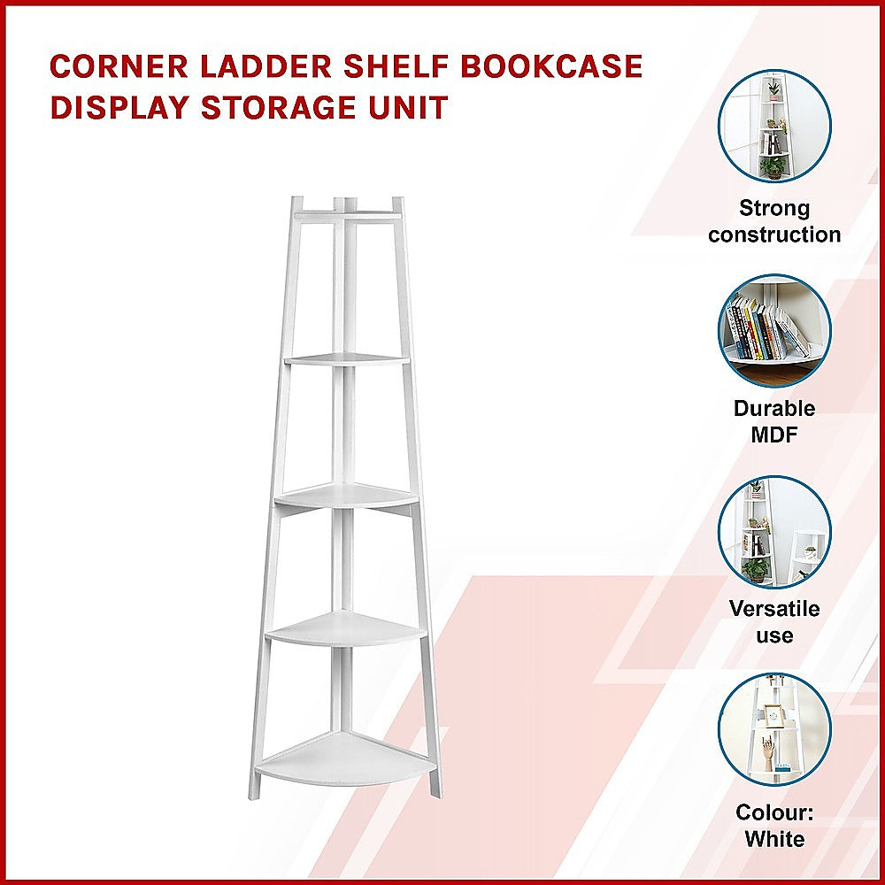 Corner Ladder Shelf Bookcase Display Storage Unit - image3