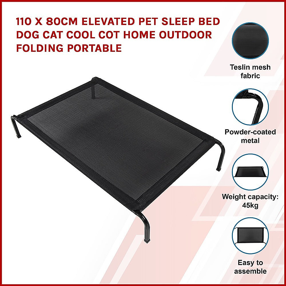 110 x 80cm Elevated Pet Sleep Bed Dog Cat Cool Cot Home Outdoor Folding Portable - image3