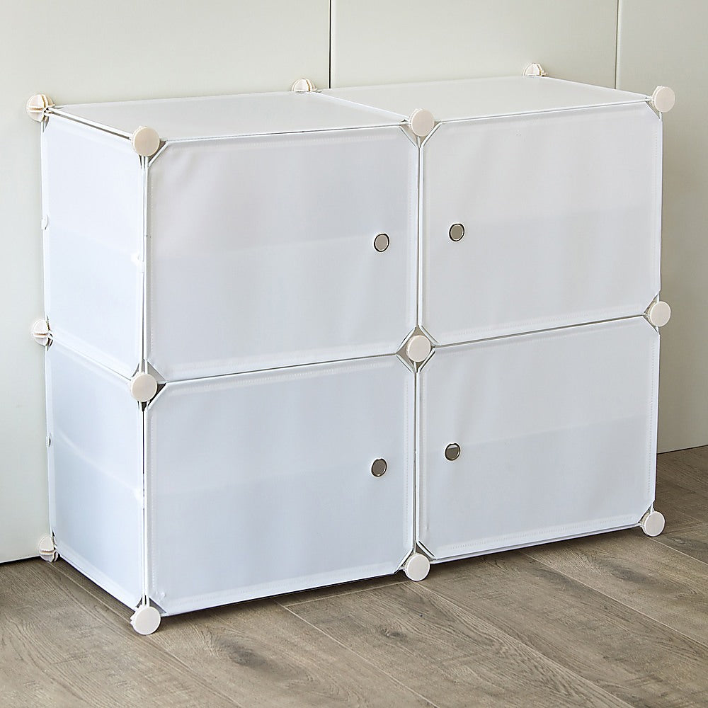 White Cube DIY Shoe Cabinet Rack Storage Portable Stackable Organiser Stand - image2