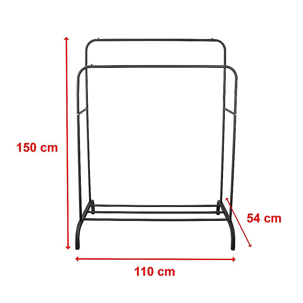 Heavy Metal Double Clothes Rail Hanging Rack Garment Display Stand Storage Shelf - image7