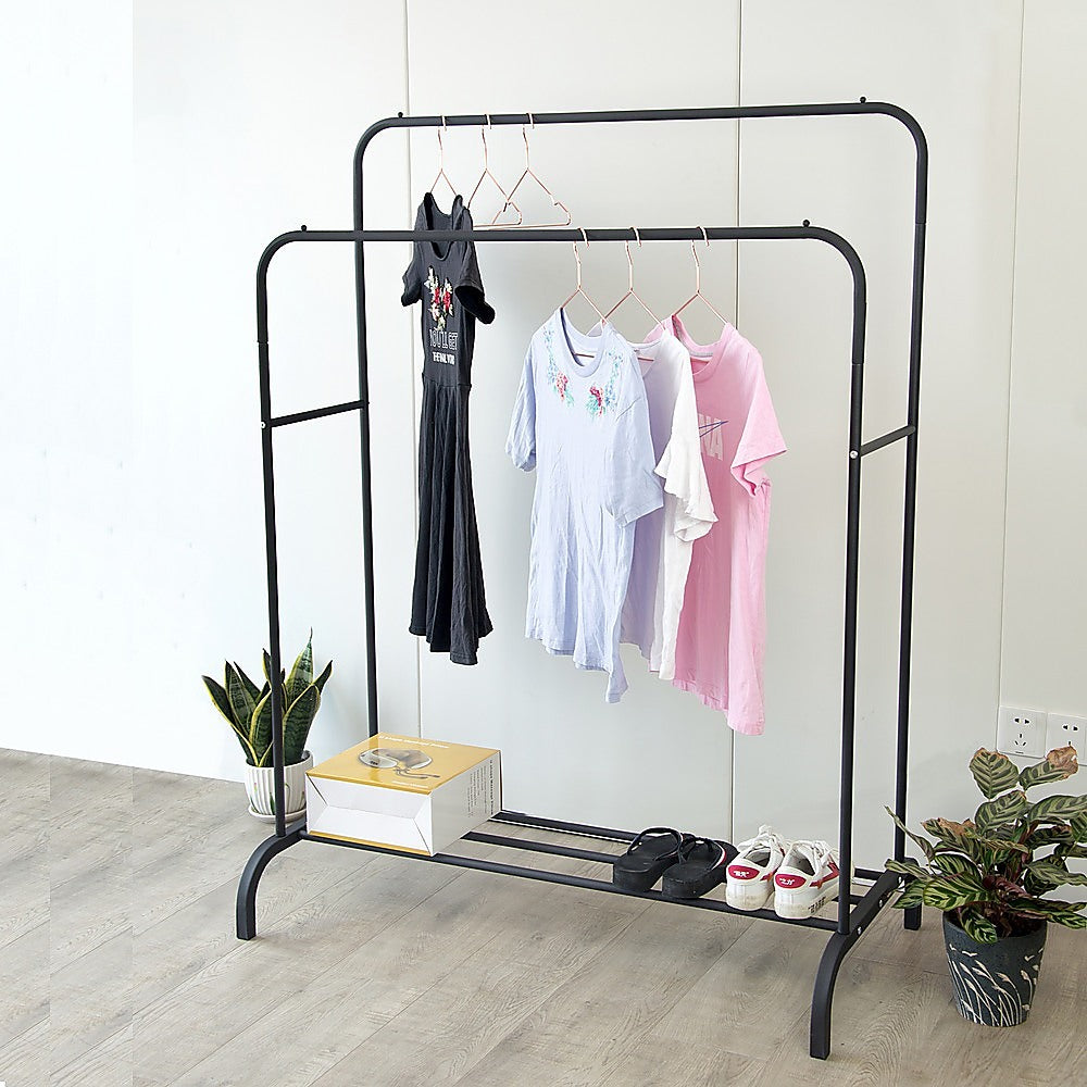 Heavy Metal Double Clothes Rail Hanging Rack Garment Display Stand Storage Shelf - image3