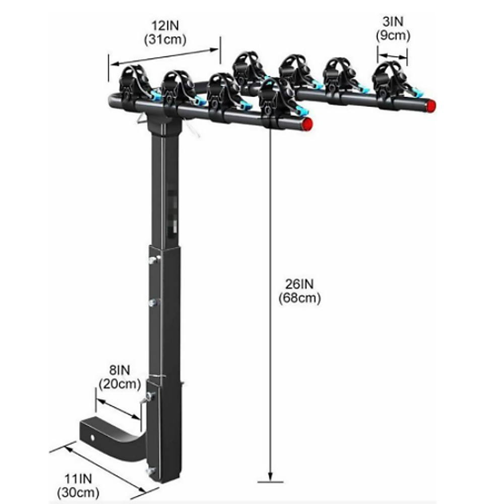 Premium 4-Bike Carrier Rack Hitch Mount Swing Down Bicycle Rack W/ 2" Receiver - image6