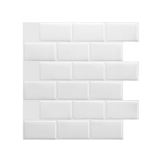 Tiles 3D Peel and Stick Wall Tile Subway White (30 x 30cm x 10 sheets) - image1