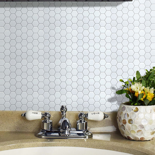 Tiles 3D Peel and Stick Wall Tile Hexagon White (30cm x 30cm x 10 sheets) - image1