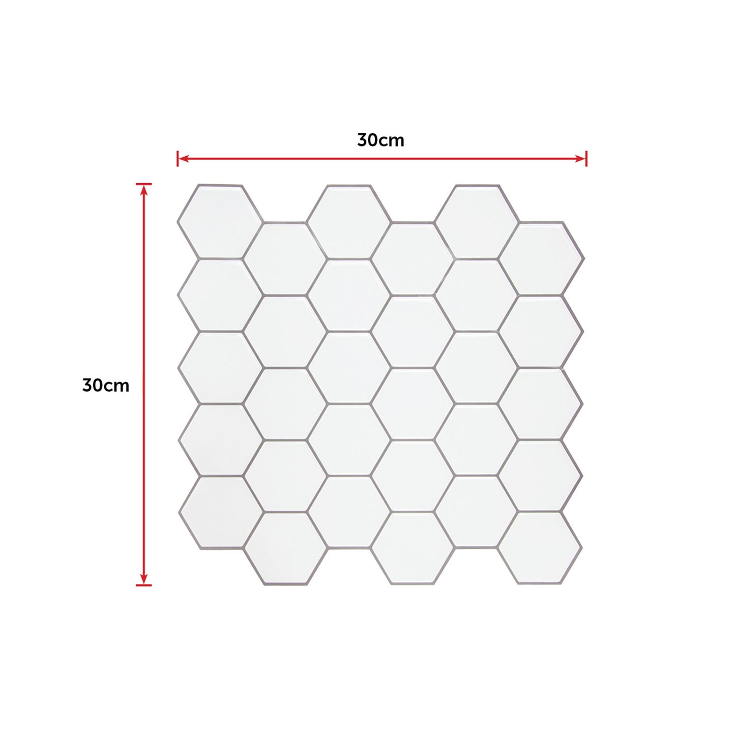 Tiles 3D Peel and Stick Wall Tile Hexagon White (30cm x 30cm x 10 sheets) - image5