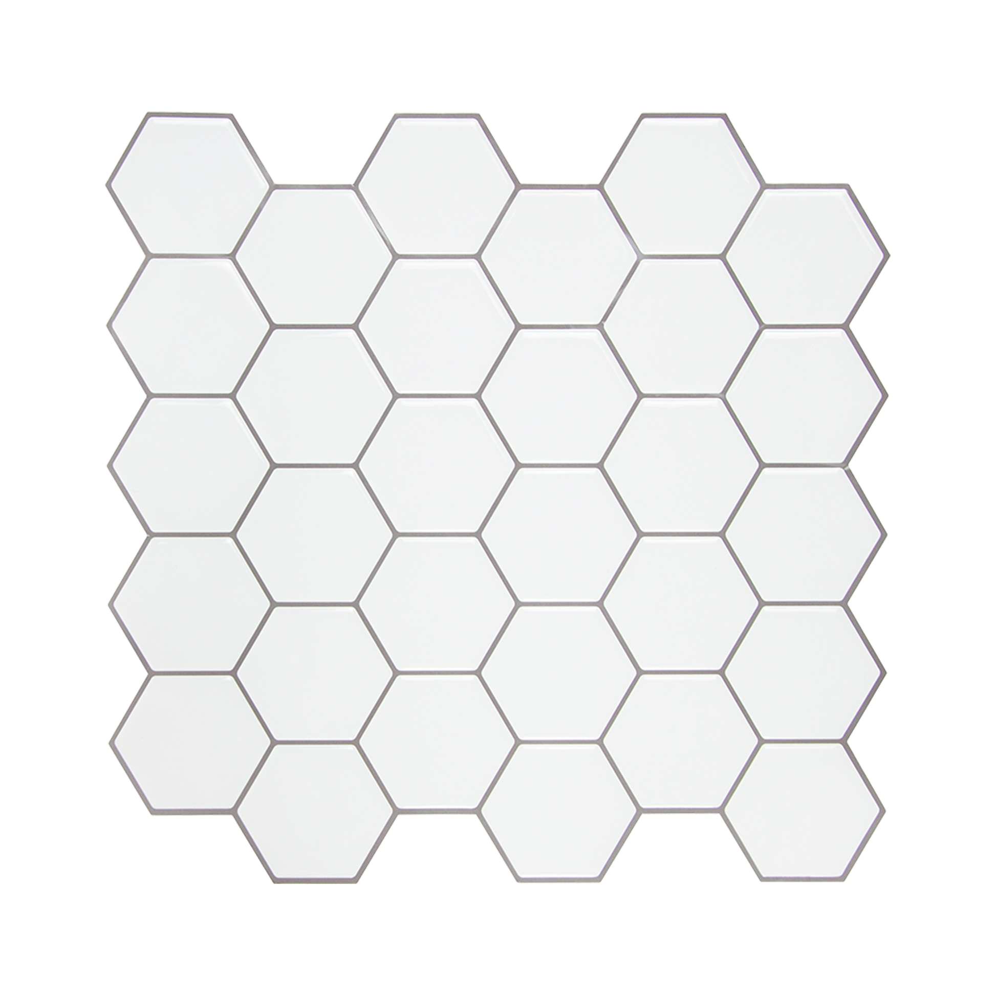 Tiles 3D Peel and Stick Wall Tile Hexagon White (30cm x 30cm x 10 sheets) - image3