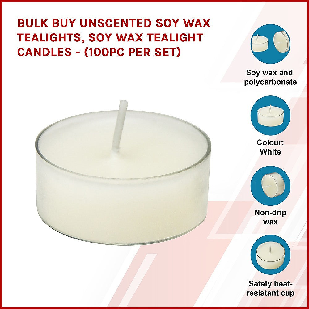 Bulk Buy Unscented SOY WAX Tealights, Soy Wax Tealight Candles - (100pc per set) - image3