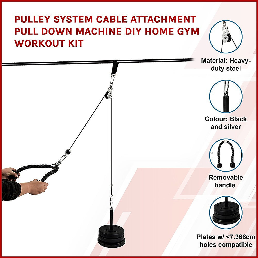 Pulley System Cable Attachment Pull Down Machine DIY Home Gym Workout Kit - image3