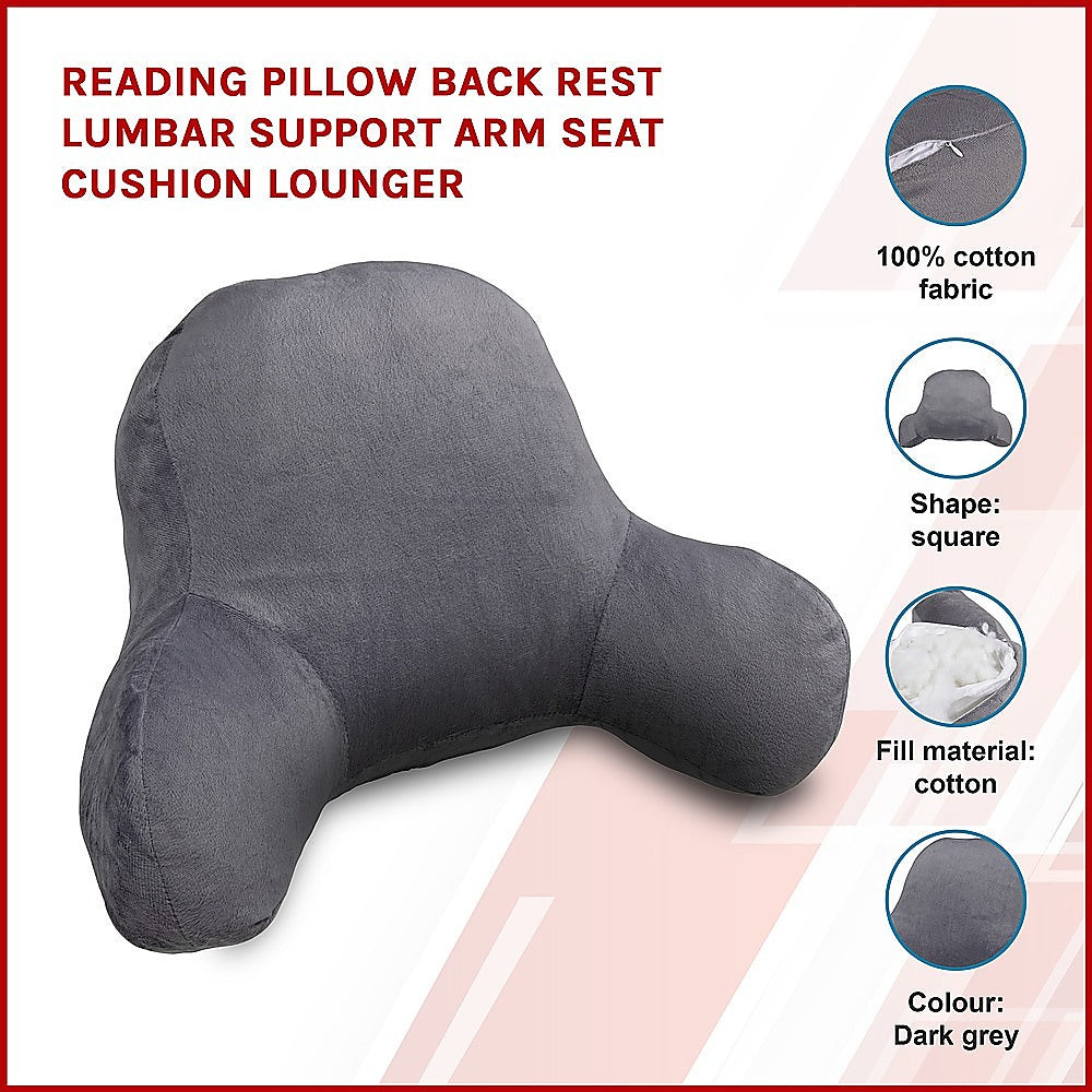 Reading Pillow Back Rest Lumbar Support Arm Seat Cushion Lounger - image3