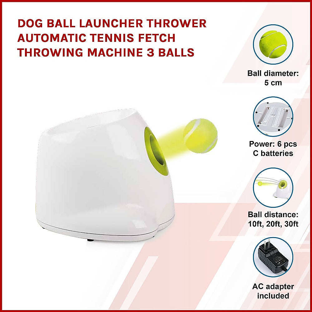 Dog Ball Launcher Thrower Automatic Tennis Fetch Throwing Machine 3 Balls - image3