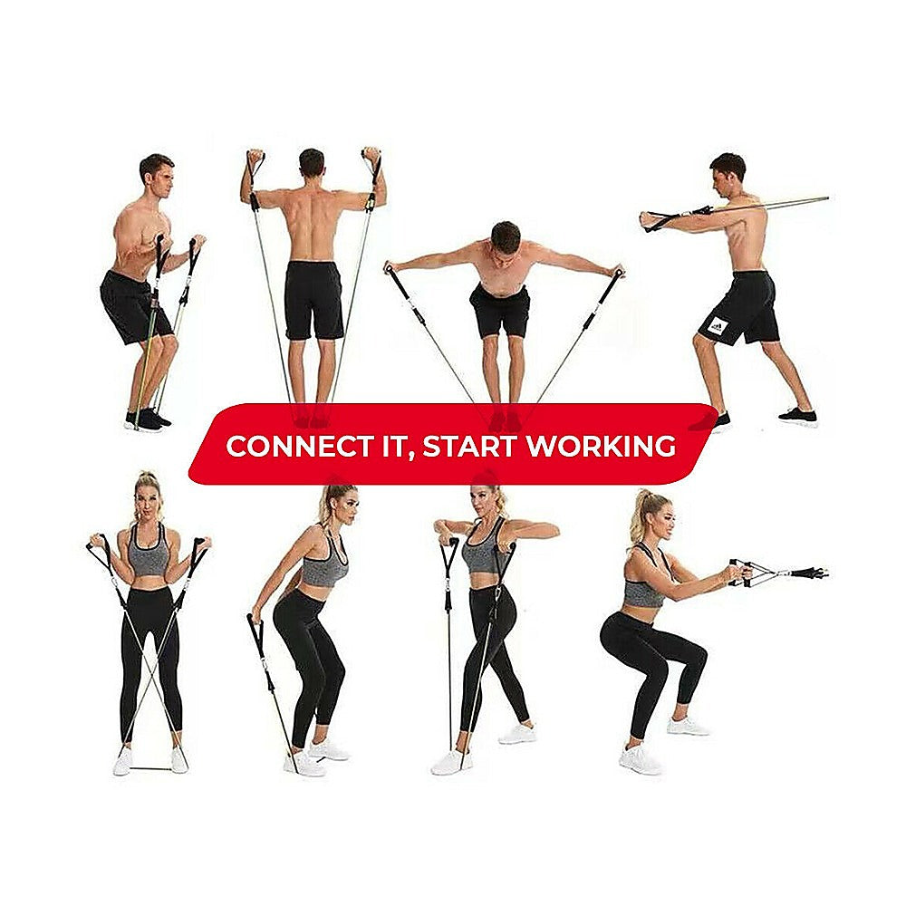 Exercise Pilates Bar Kit Resistance Bands Yoga Fitness Stretch Workout Gym - image4