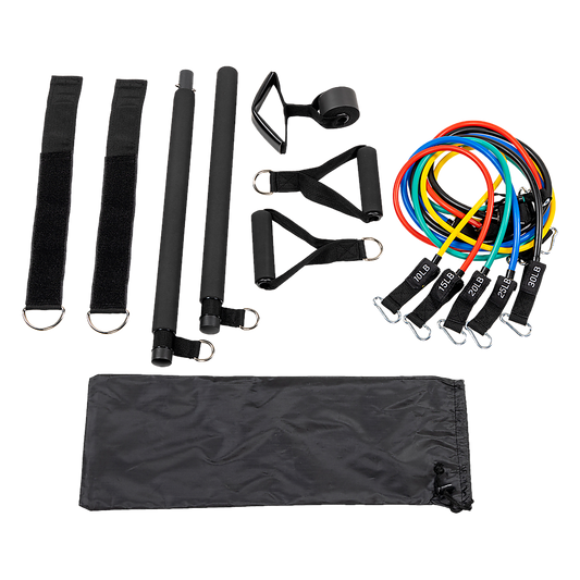 Exercise Pilates Bar Kit Resistance Bands Yoga Fitness Stretch Workout Gym - image1