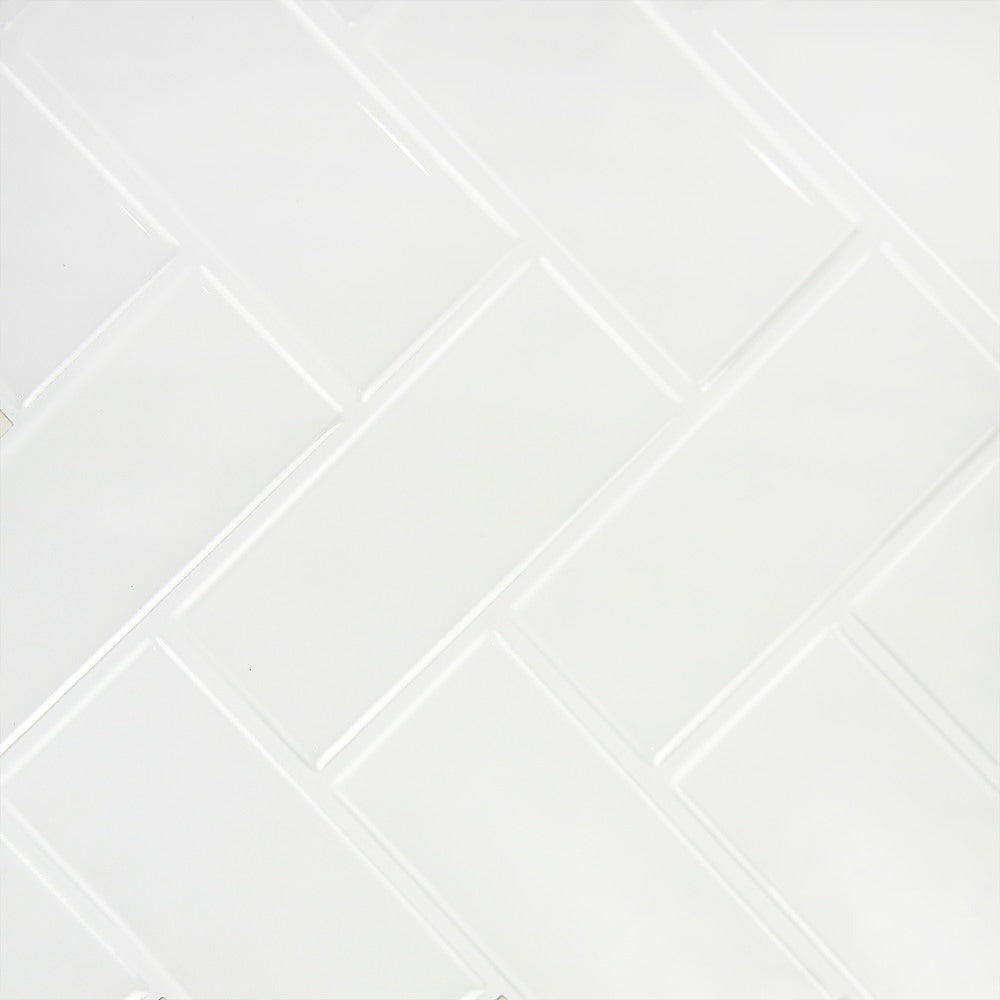 Tiles 3D Peel and Stick Wall Tile Herringbone White (30cm x 30cm x 10 sheets) - image4