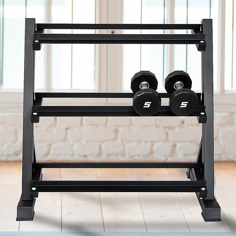 Dumbbell Rack Storage Stand Hex Weight Heavy Duty 3 Tier Wide Home Gym Fitness - image2