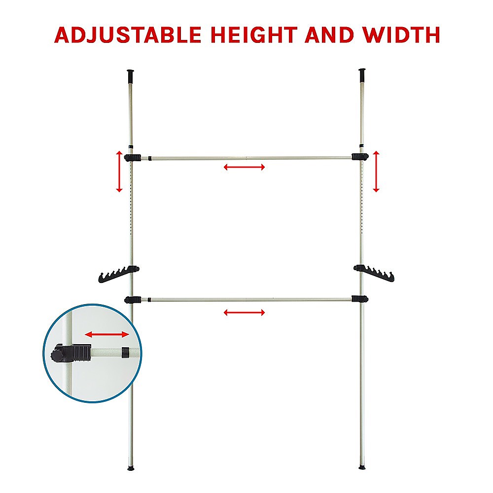 Heavy Duty Adjust Clothes Rail Storage Garment Shelf Hanging Display Stand Rack - image5