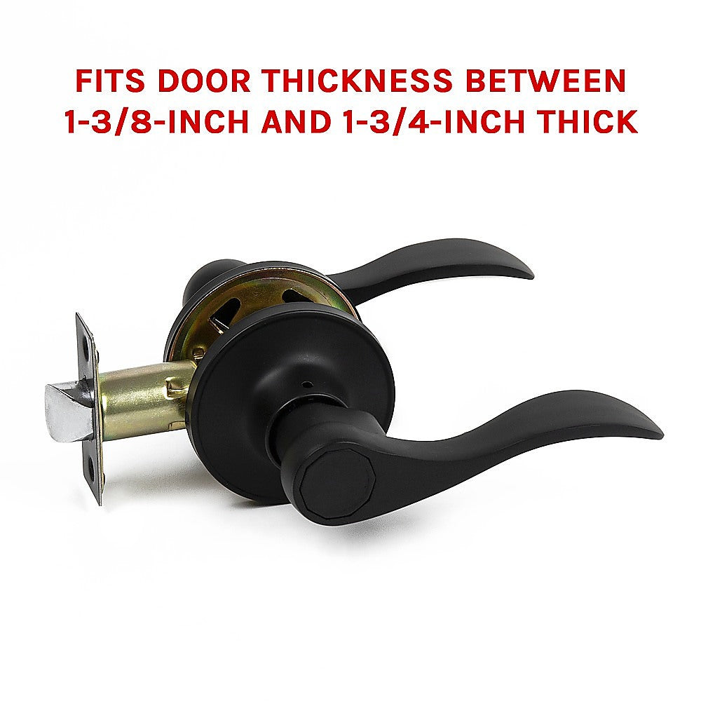 Door Handle Set Lever Passage Function Black - image6