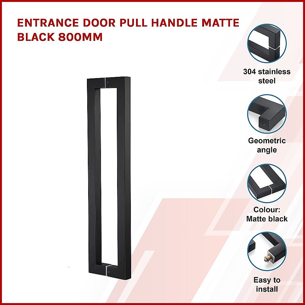 Entrance Door Pull Handle Matte Black 800mm - image3