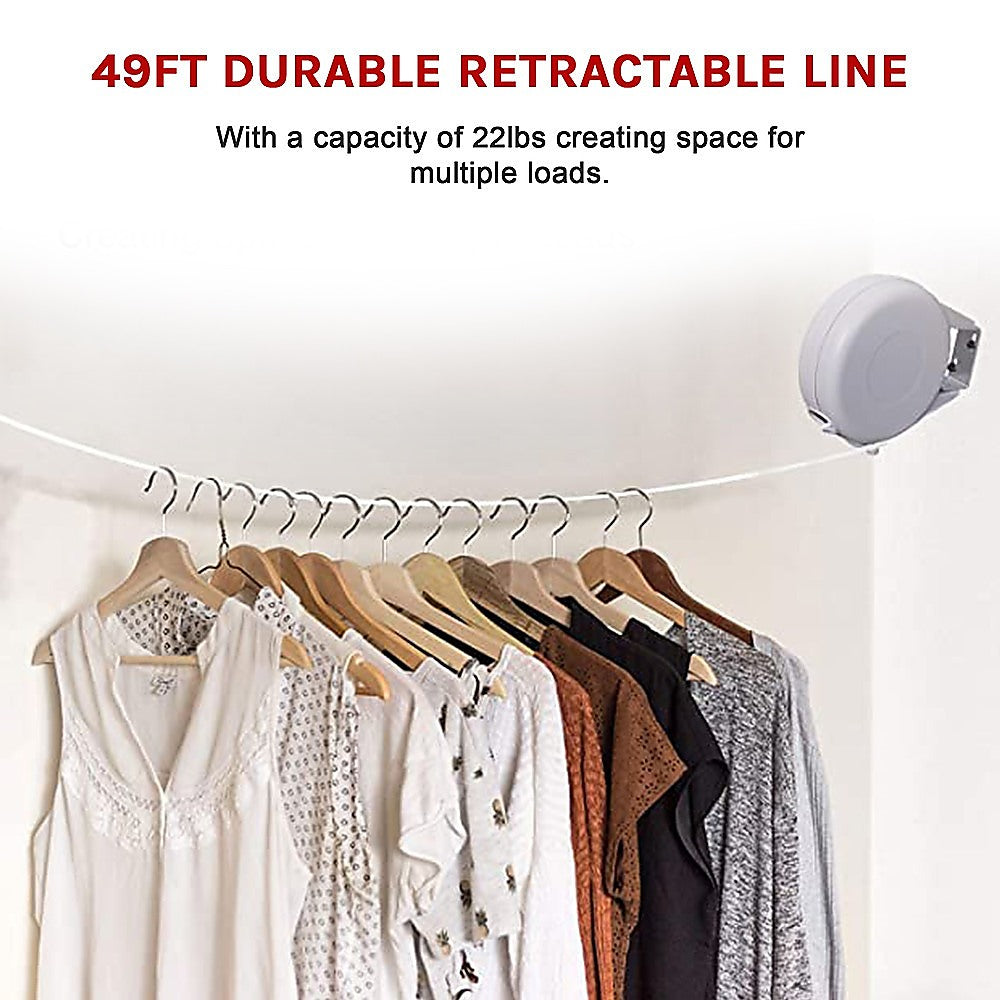 Retractable Clothesline Hang Clothes Line 20 Ft Retracts Automatically - image7