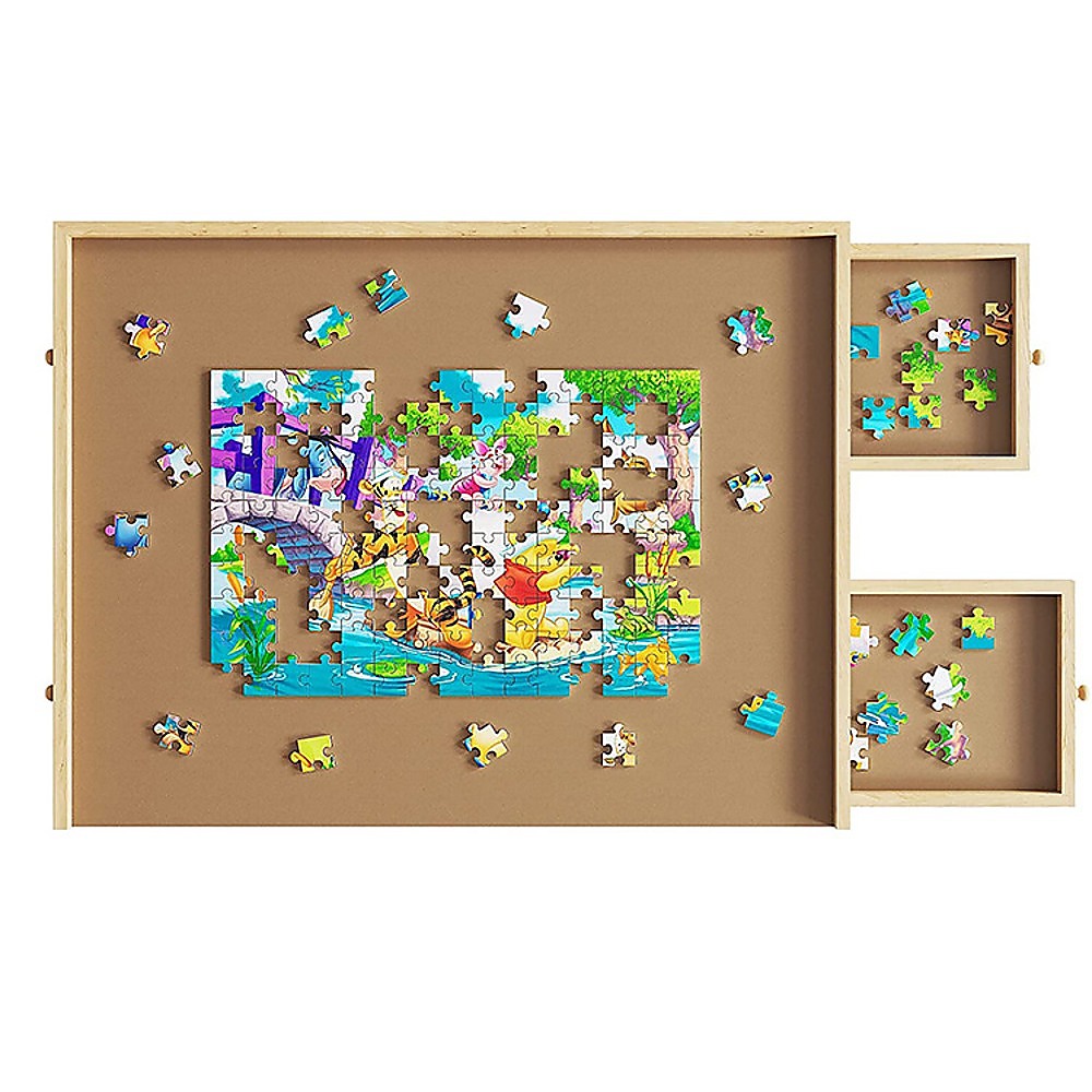 Wooden Jigsaw Puzzle Table Board Storage Table Tray Puzzle For Adult Kid - image3