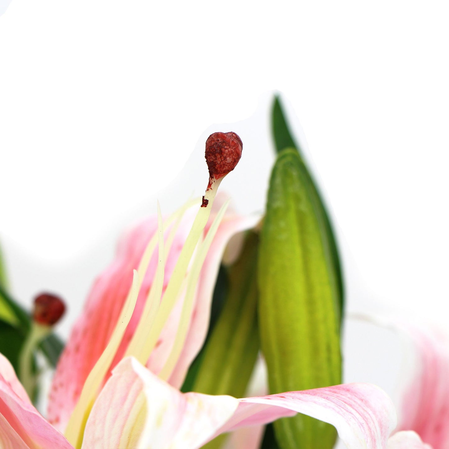 Premium Faux Pink Lily In Glass Vase (Artificial Tiger Lily Arrangement) - image4