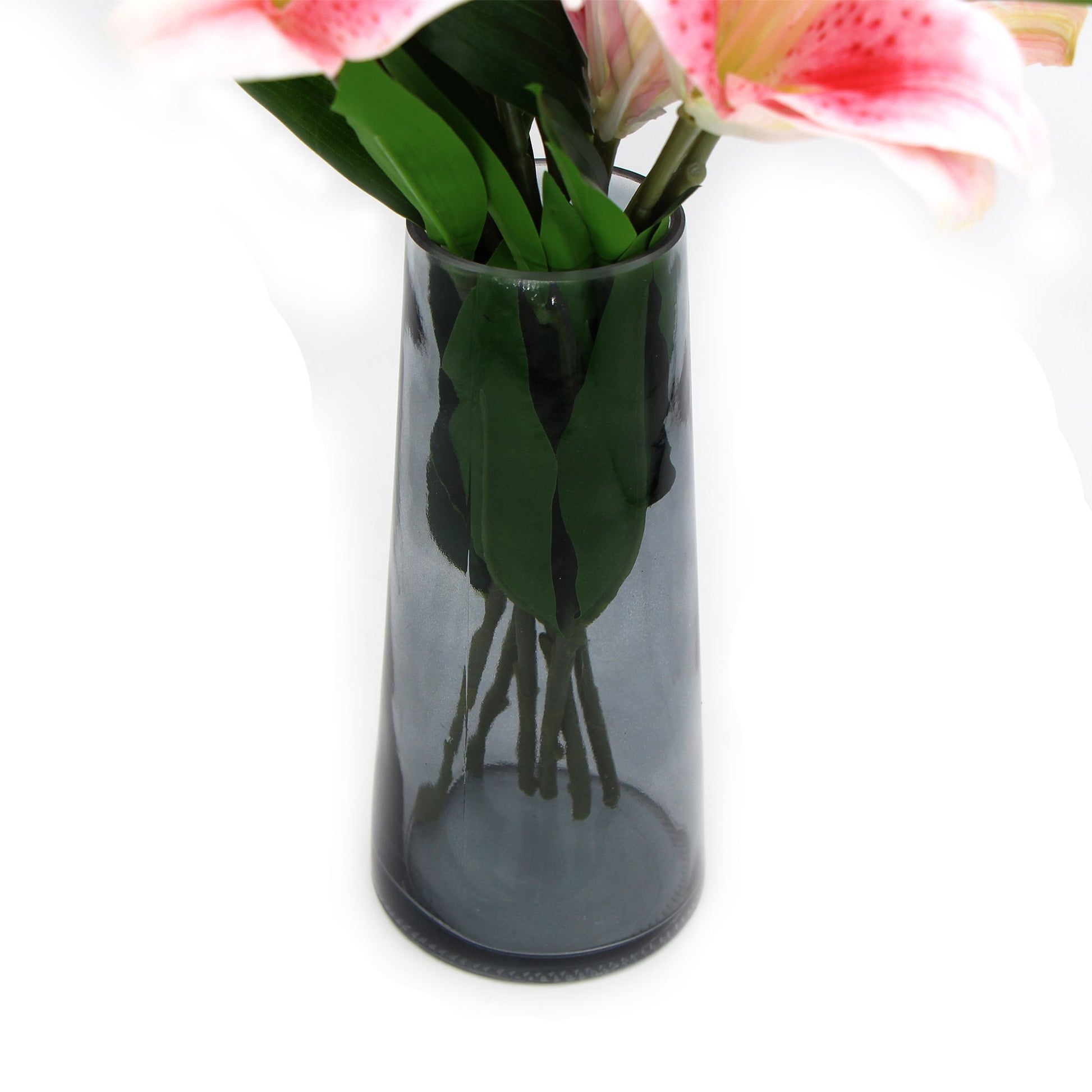 Premium Faux Pink Lily In Glass Vase (Artificial Tiger Lily Arrangement) - image5