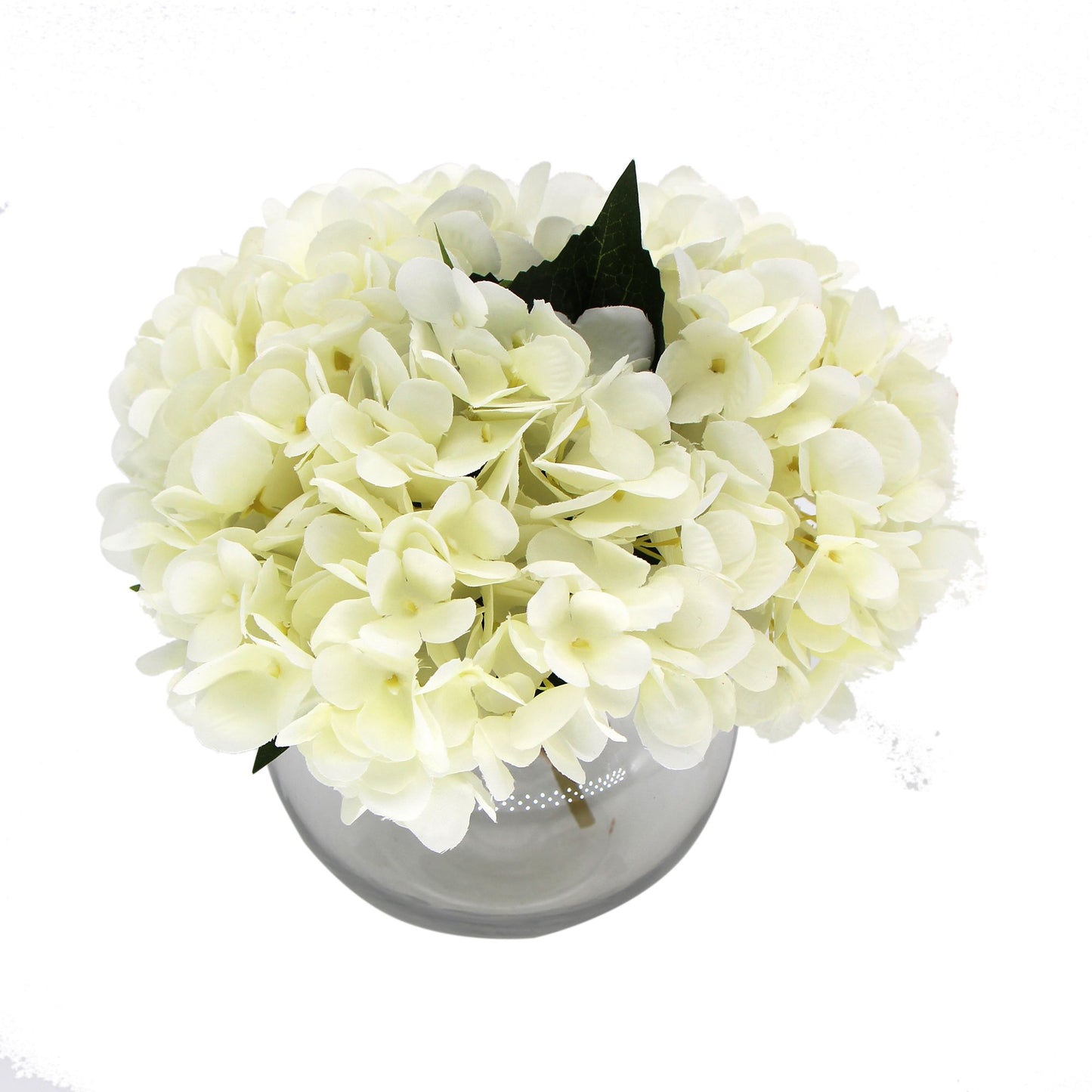 Premium Faux Hydrangea With Glass Vase (Artificial Flowering White Hydrangea) 23cm - image1