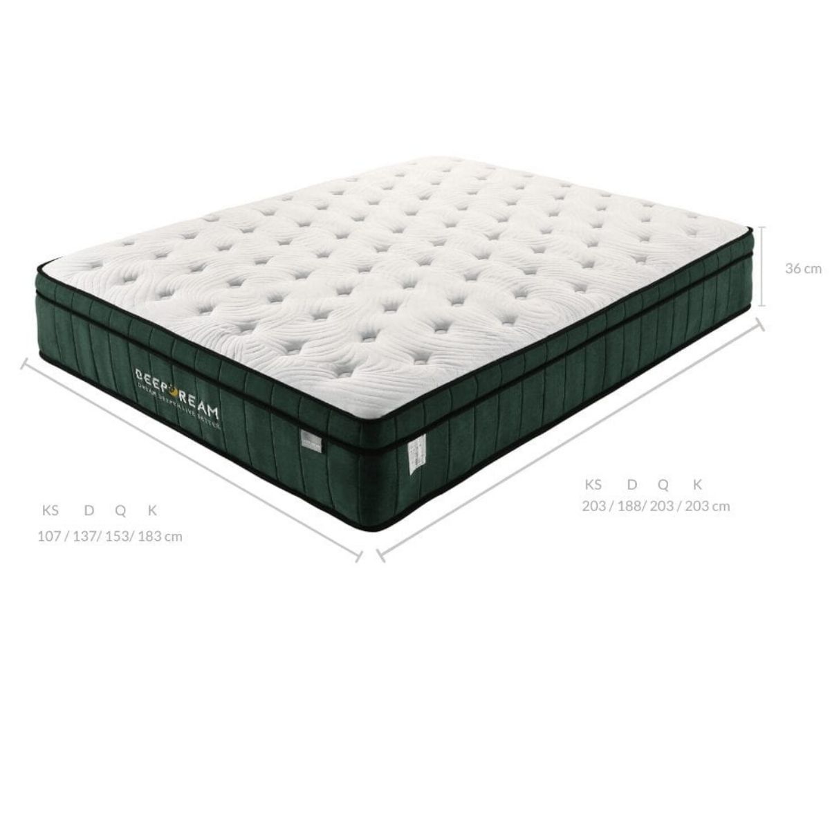 Green Tea Cool Gel Memory Foam Mattress 36cm 5 Zone King Single - image2