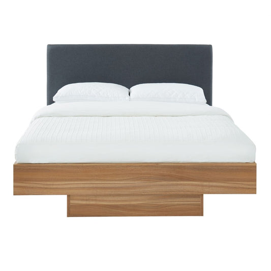 Walnut Oak Wood Floating Bed Frame Queen - image1