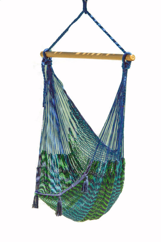 Mayan Legacy Extra Large Outdoor Cotton Mexican Hammock Chair in Caribe Colour - image1