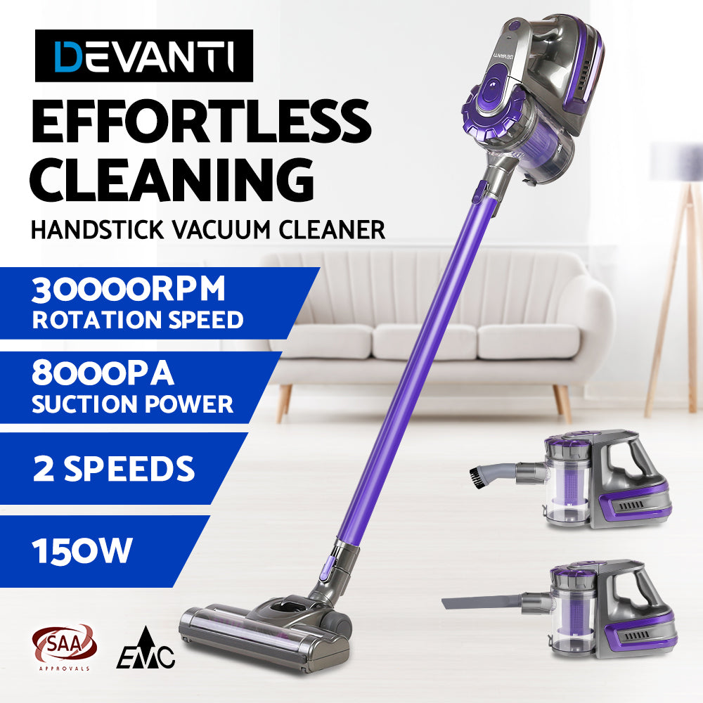 150 Cordless Handheld Stick Vacuum Cleaner 2 Speed  Purple And Grey - image4