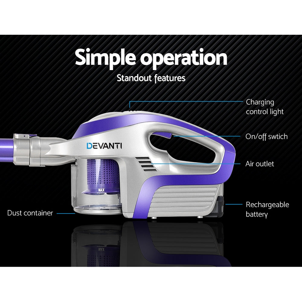 Cordless Stick Vacuum Cleaner - Purple & Grey - image4