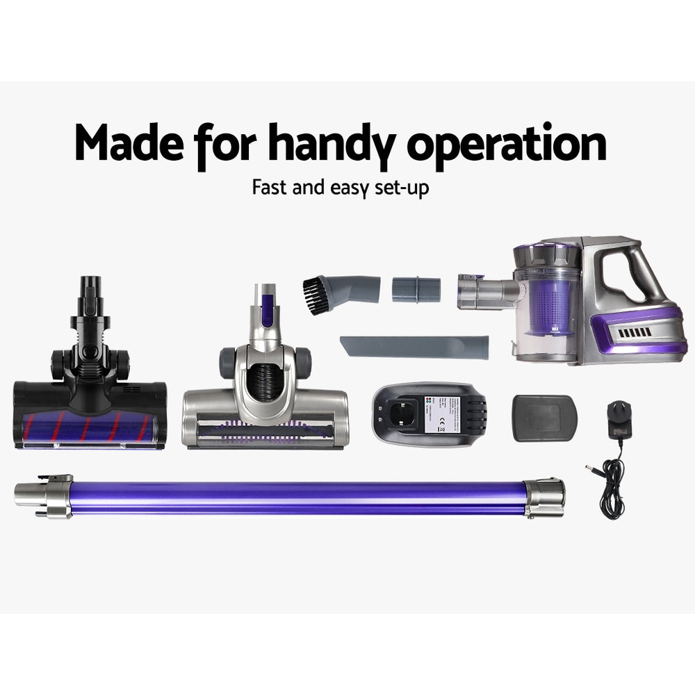 150W Stick Handstick Handheld Cordless Vacuum Cleaner 2-Speed with Headlight Purple - image6