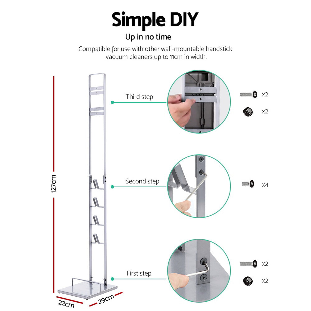 Freestanding Dyson Vacuum Stand Rack Holder Cordless Handheld Cleaner V6 7 8 V10 V11 Silver - image2