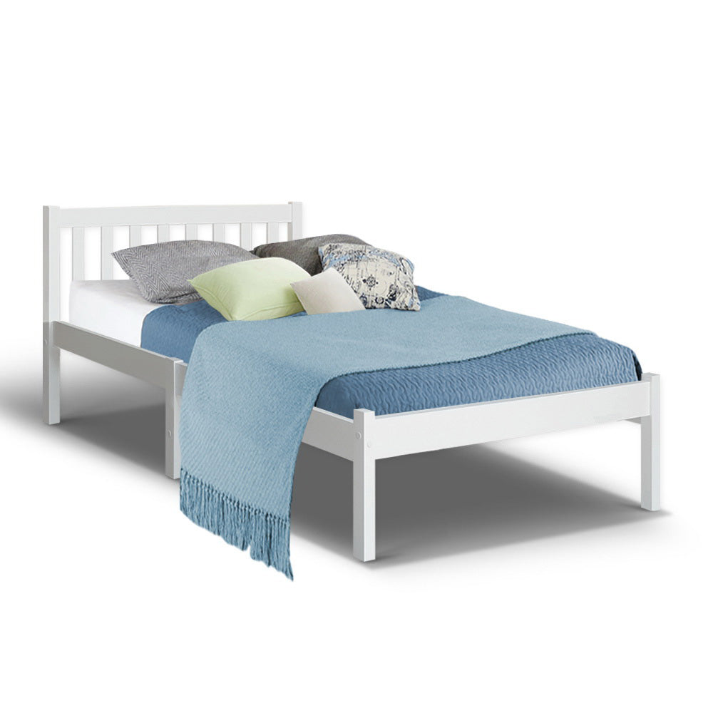 Single Size Wooden Bed Frame - White - image1