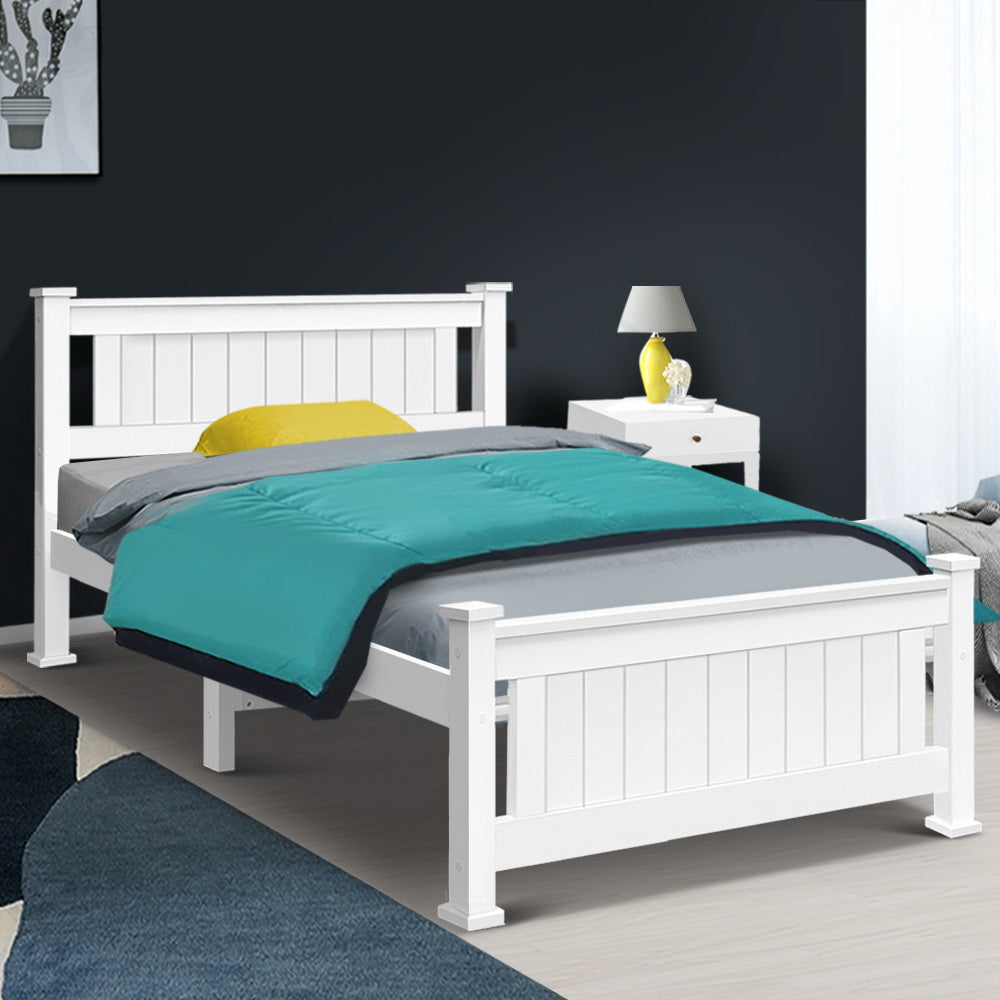 King Single Wooden Bed Frame - White - image7