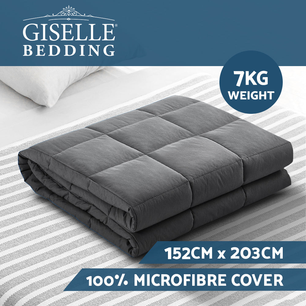 Weighted Blanket Adult 7KG Heavy Gravity Blankets Microfibre Cover Glass Beads Calming Sleep Anxiety Relief Grey - image2