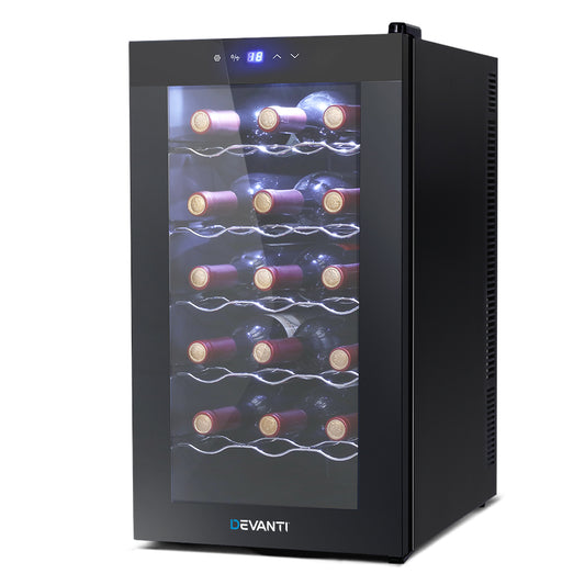 Wine Cooler 18 Bottles Glass Door Beverage Cooler Thermoelectric Fridge Black - image1