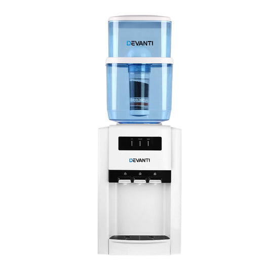 22L Bench Top Water Cooler Dispenser Filter Purifier Hot Cold Room Temperature Three Taps - image1