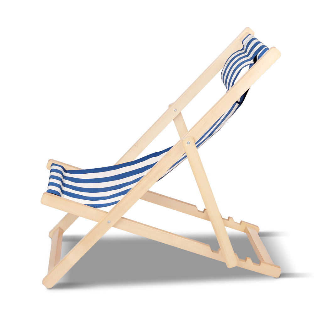 Outdoor Furniture Sun Lounge Beach Chairs Deck Chair Folding Wooden Patio - image3