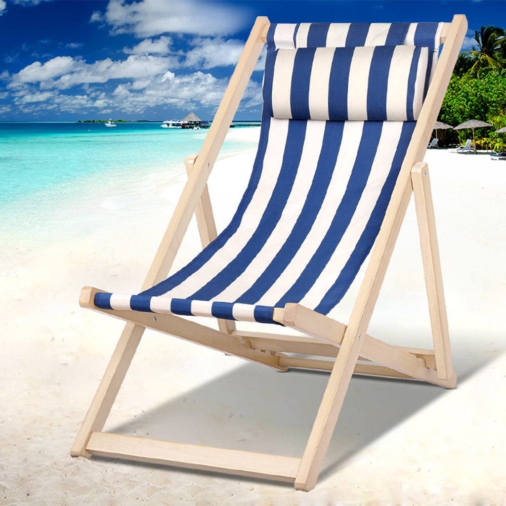 Outdoor Furniture Sun Lounge Beach Chairs Deck Chair Folding Wooden Patio - image7