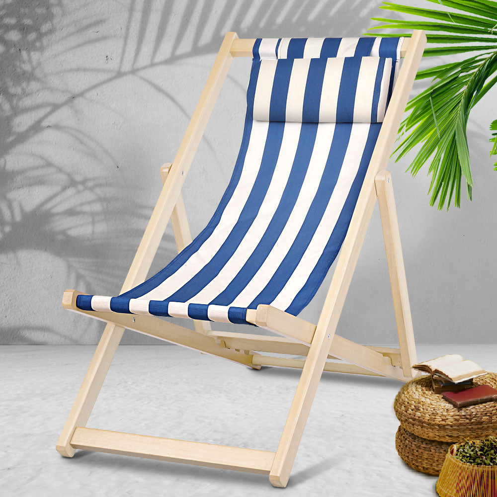 Outdoor Furniture Sun Lounge Beach Chairs Deck Chair Folding Wooden Patio - image8