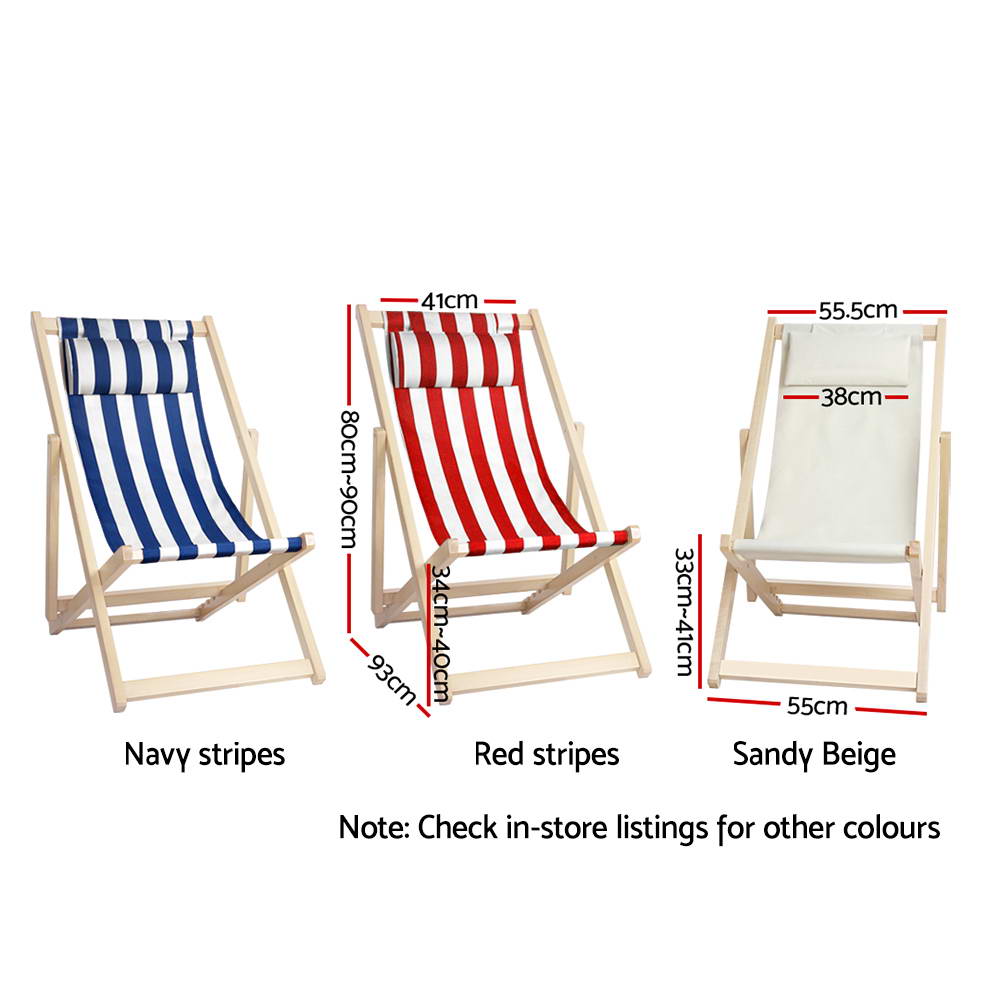 Outdoor Furniture Sun Lounge Wooden Beach Chairs Deck Chair Folding Patio - image2