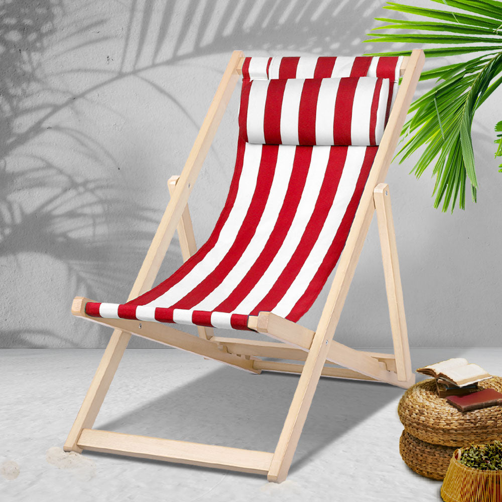 Outdoor Furniture Sun Lounge Wooden Beach Chairs Deck Chair Folding Patio - image7