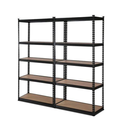 2x1.8M 5-Shelves Steel Warehouse Shelving Racking Garage Storage Rack Black - image1