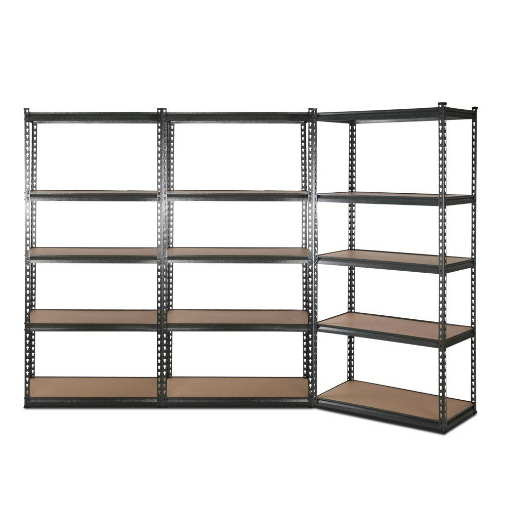 3x0.9M 5-Shelves Steel Warehouse Shelving Racking Garage Storage Rack Grey - image1