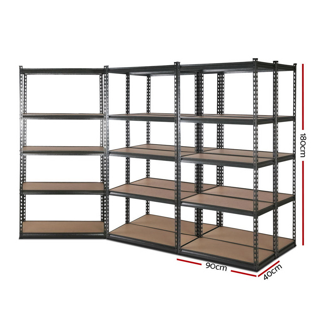 5x0.9M 5-Shelves Steel Warehouse Shelving Racking Garage Storage Rack Grey - image2