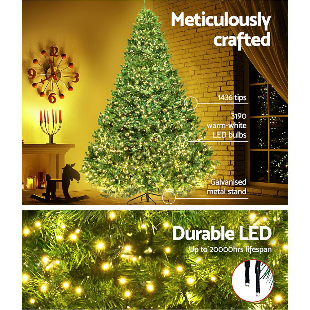 2.4M 8FT Christmas Tree Xmas 3190 LED Lights Warm White 1436 Tips - image3